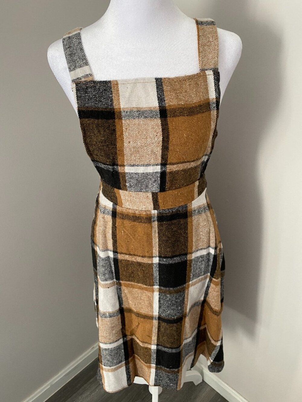 Plaid Flannel Overall Dress